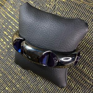 Bold Black and Blue Stretchy Bracelet